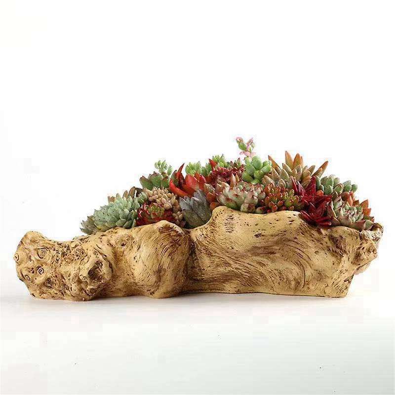 Pastoral Retro Landscape Flower Pot Resin Tree Stump Planter Artificial Driftwood Sculpture Rustic S