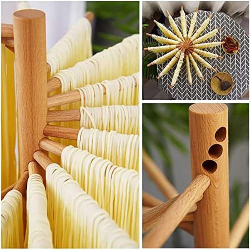 Pasta Drying Rack, Wood Pasta Dryer Rack, Collapsible Spaghetti Noodle Dryer, Pasta Hanger Rack with