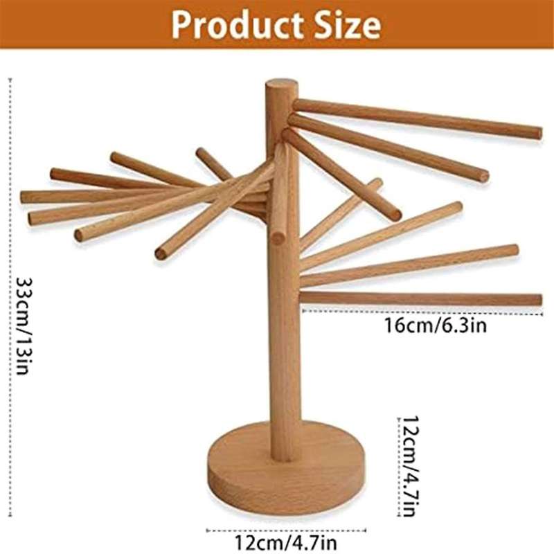 Pasta Drying Rack, Wood Pasta Dryer Rack, Collapsible Spaghetti Noodle Dryer, Pasta Hanger Rack with