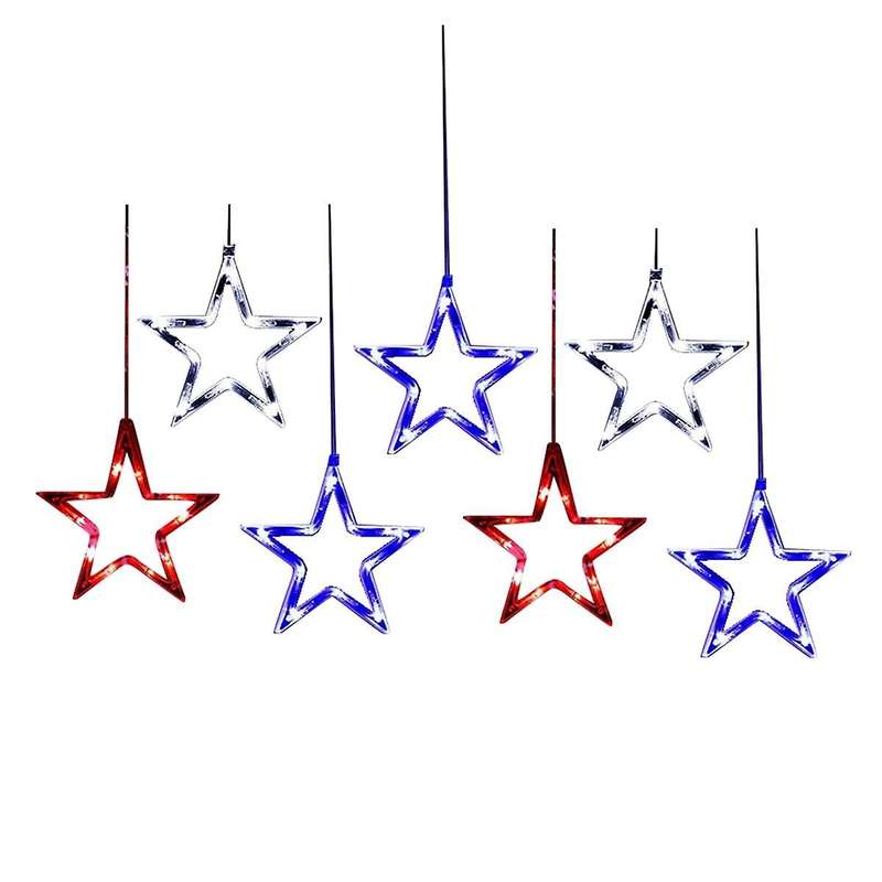 Patriotic Red White and Window Light, Battery Powered 4th of July Window Decoration