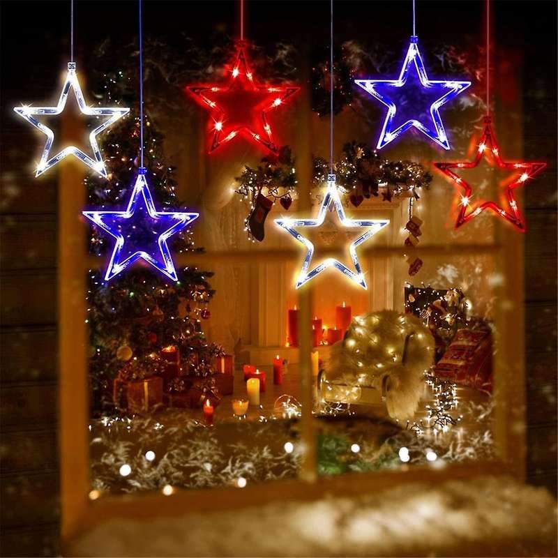 Patriotic Red White and Window Light, Battery Powered 4th of July Window Decoration