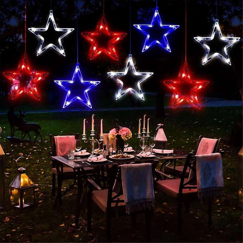 Patriotic Red White and Window Light, Battery Powered 4th of July Window Decoration