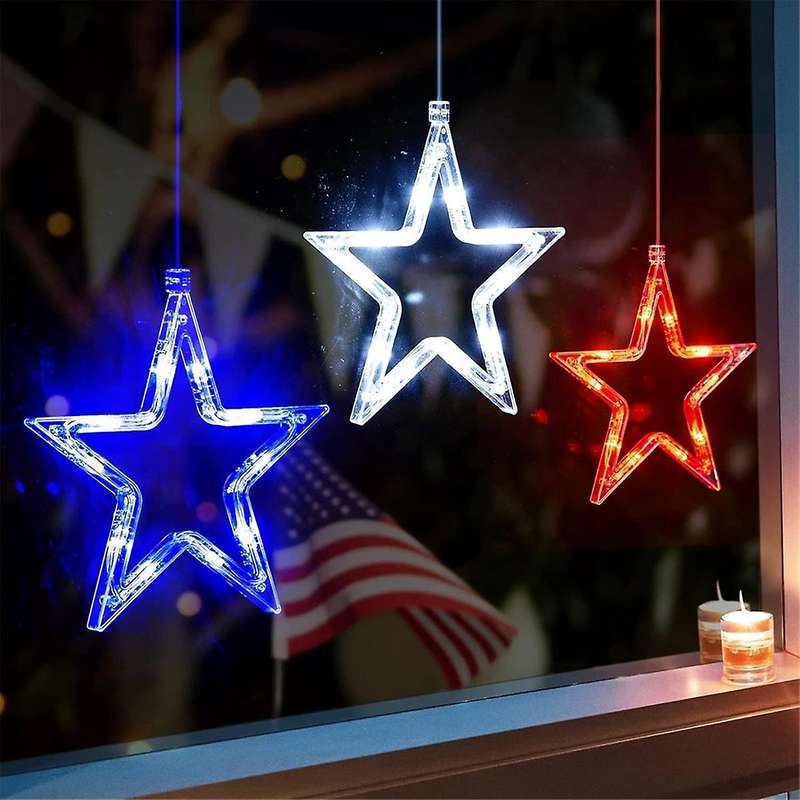 Patriotic Red White and Window Light, Battery Powered 4th of July Window Decoration
