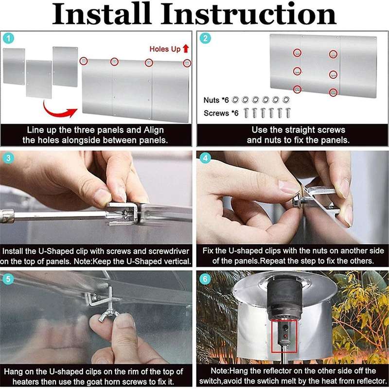 Patio Heater Reflector Shield, Heat Focusing Reflector for Round Natural Gas and Propane Patio Heate