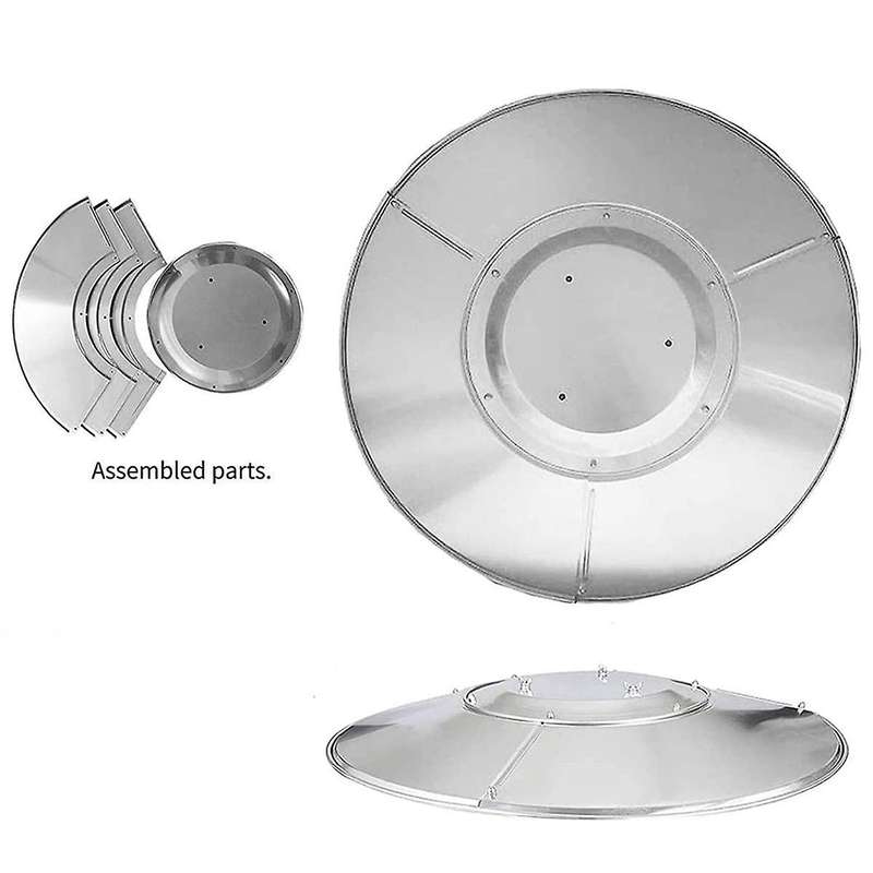 Patio Heater Reflector Shield, Propane Outdoor Heaters Replacement Part - Top Dome, 3-Hole Mount, 33