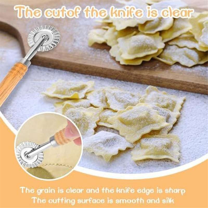 Pastry Cutter Wheel, Professional Pasta Maker Cutter Wheel with Roller, Noodle Ravioli Pizza Making