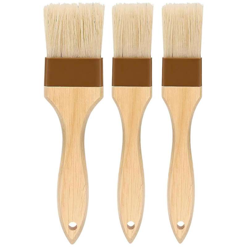 Pastry Brush,Basting Brush for Cooking,Natural Bristle BBQ Brush for Oil & Sauce,Wooden Handle Food