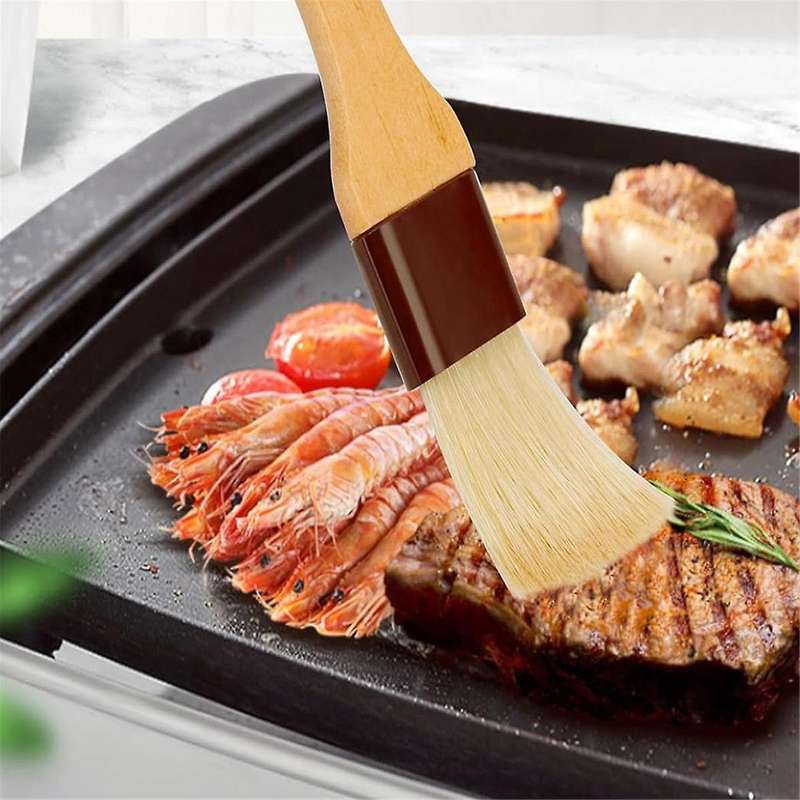 Pastry Brush,Basting Brush for Cooking,Natural Bristle BBQ Brush for Oil & Sauce,Wooden Handle Food