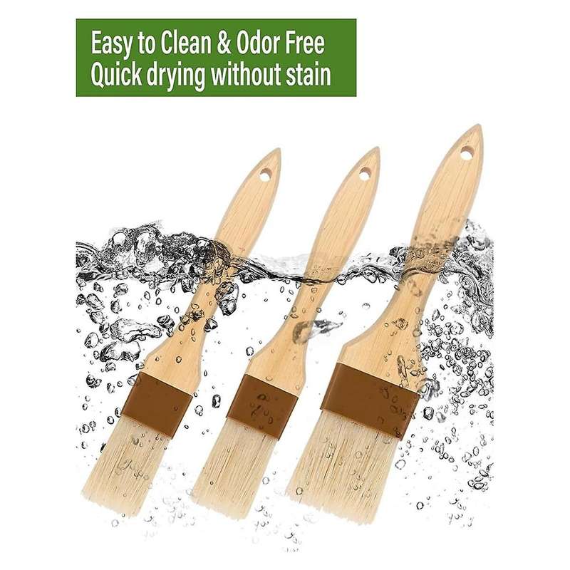 Pastry Brush,Basting Brush for Cooking,Natural Bristle BBQ Brush for Oil & Sauce,Wooden Handle Food