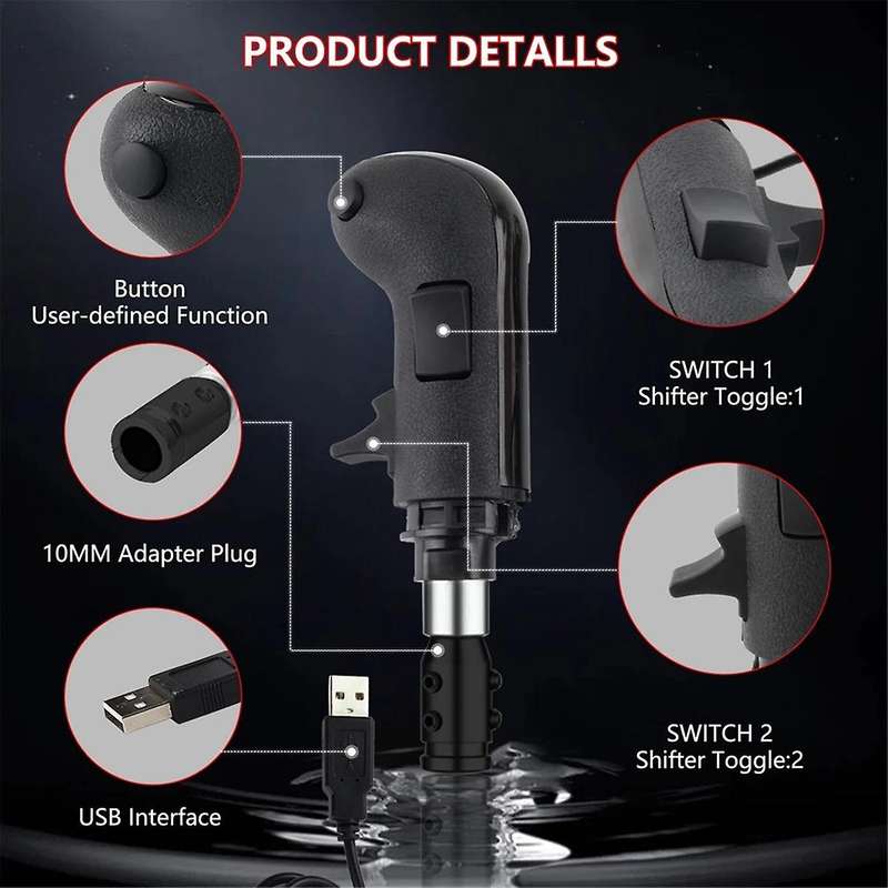 PC USB High Low Gear Simulator Shifter Knob for G29 G27 G25 for ATS ETS2 Truck Simulator Games