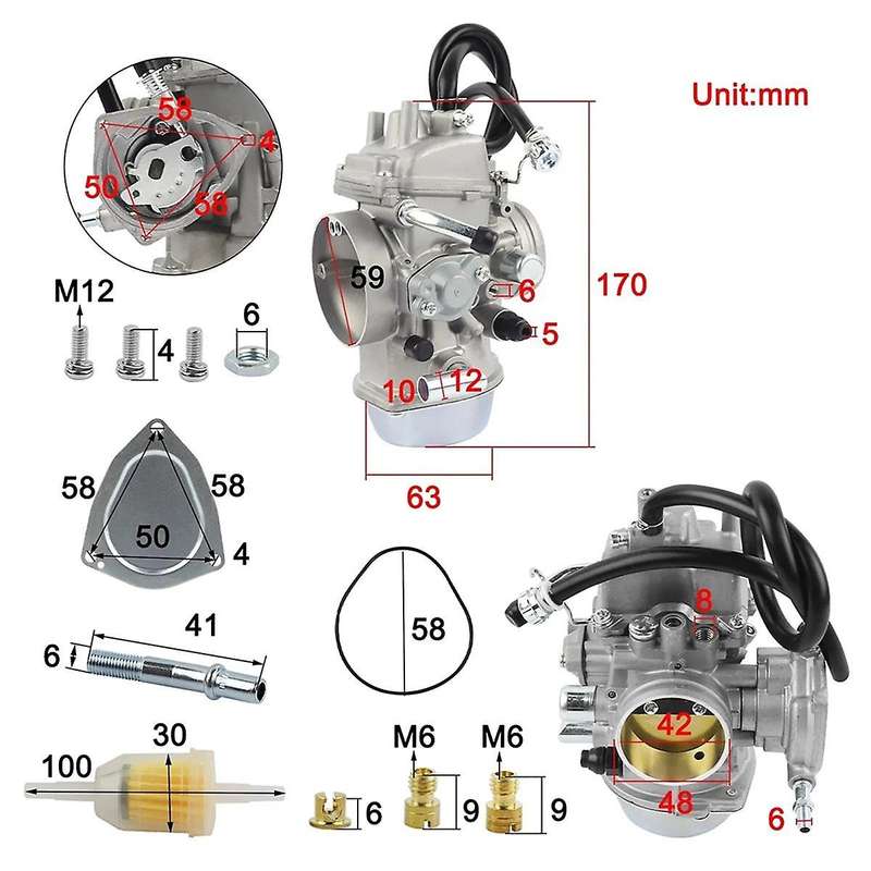 PD42J 42mm Carburetor for 500 Grizzly 600 660 YFM660 500 YXR660