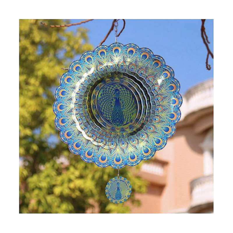 Peacocks Wind Spinner 3d Stainless Steel Hanging Whirligigs Wind Spinners for Yard and Garden,indoo