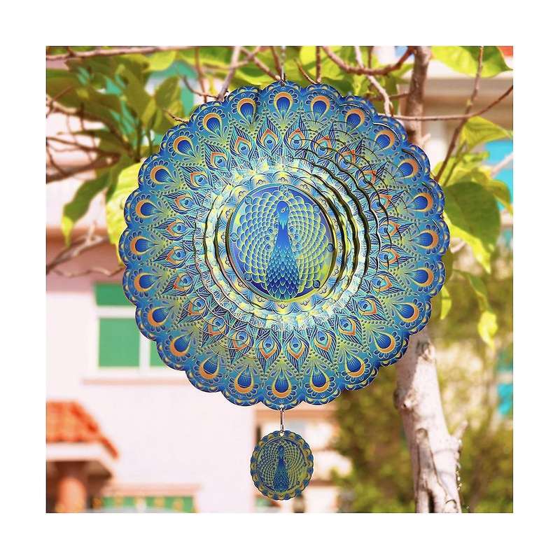 Peacocks Wind Spinner 3d Stainless Steel Hanging Whirligigs Wind Spinners for Yard and Garden,indoo