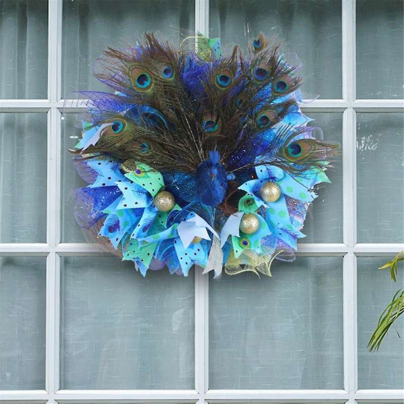 Peacocks Wreaths for Front Door, Peacocks Wreath ,farmhouse Hanging Wreath for Home Porch Window Par