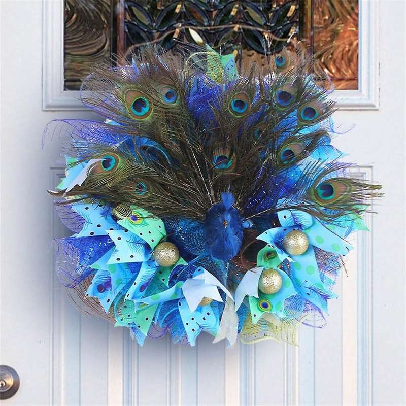 Peacocks Wreaths for Front Door, Peacocks Wreath ,farmhouse Hanging Wreath for Home Porch Window Par