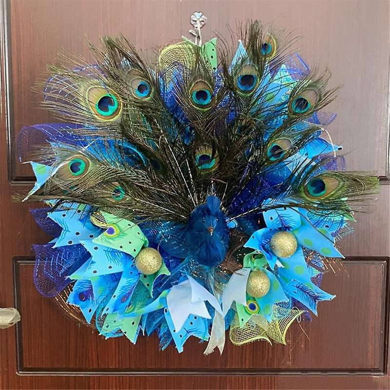 Peacocks Wreaths for Front Door, Peacocks Wreath ,farmhouse Hanging Wreath for Home Porch Window Par