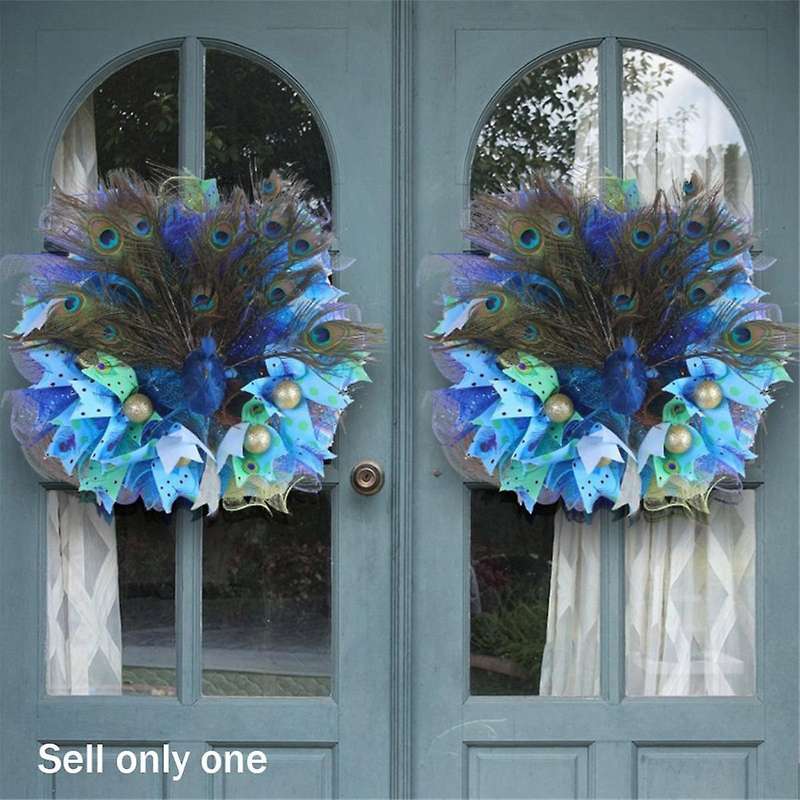 Peacocks Wreaths for Front Door, Peacocks Wreath ,farmhouse Hanging Wreath for Home Porch Window Par