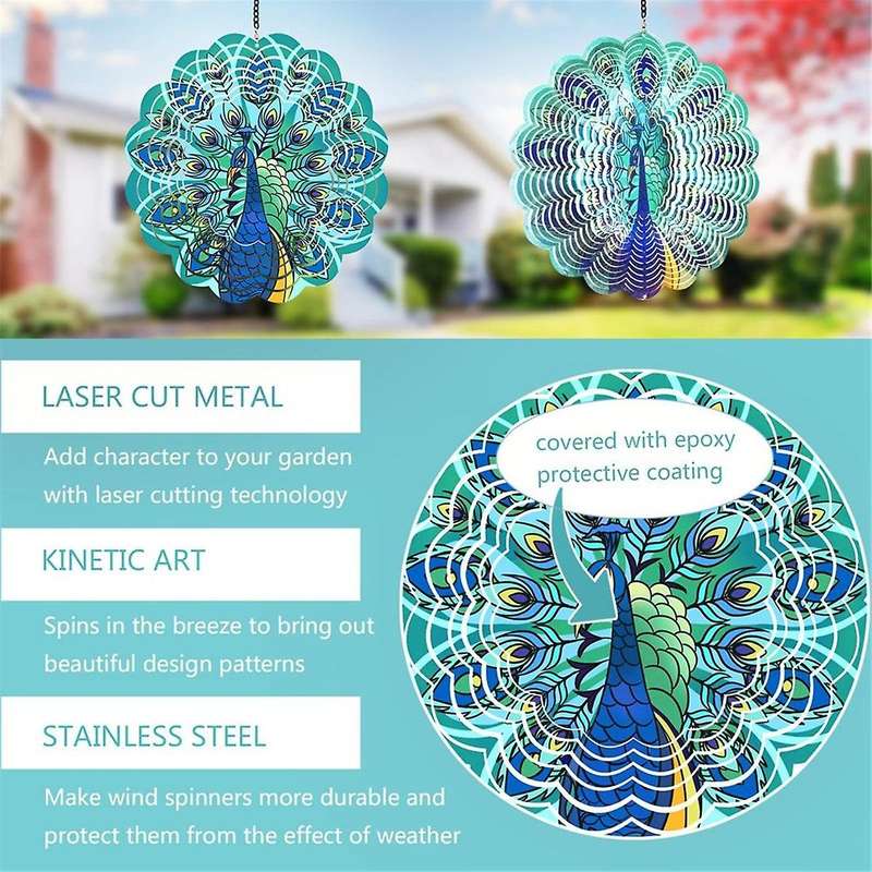 Peacocks Metal Wind Spinners - Gifts for Women Mom Grandma Wife, Hanging Wind Spinner for Outdoor &