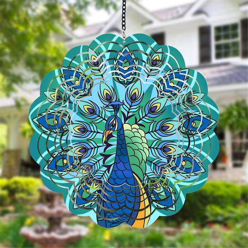 Peacocks Metal Wind Spinners - Gifts for Women Mom Grandma Wife, Hanging Wind Spinner for Outdoor &