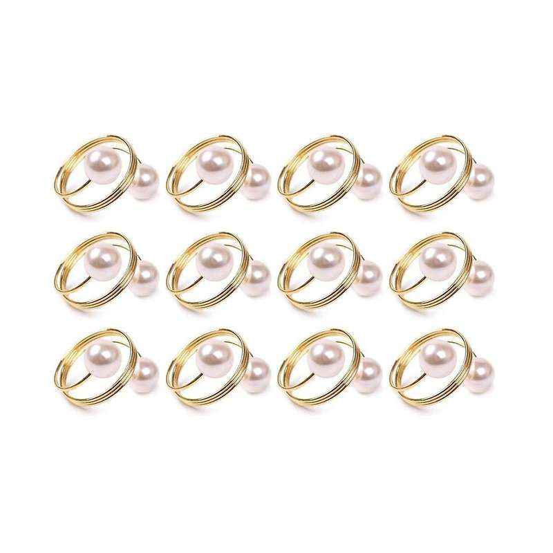 Pearl Napkin Rings 12, Gold Napkin Rings Holder Pearl Napkin Holder Easter Serviette Ring Buckle,fa