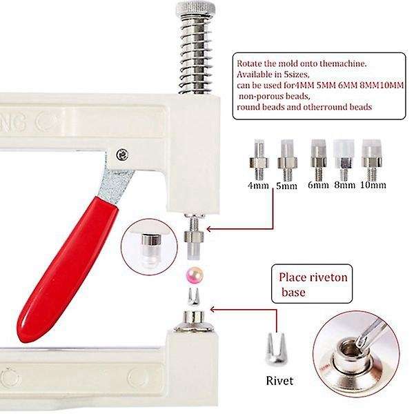 Pearl-Setting-Machine and Hand Press Pearl Setting Tool,with Pearl Beads Screw Head for Sewing Craft