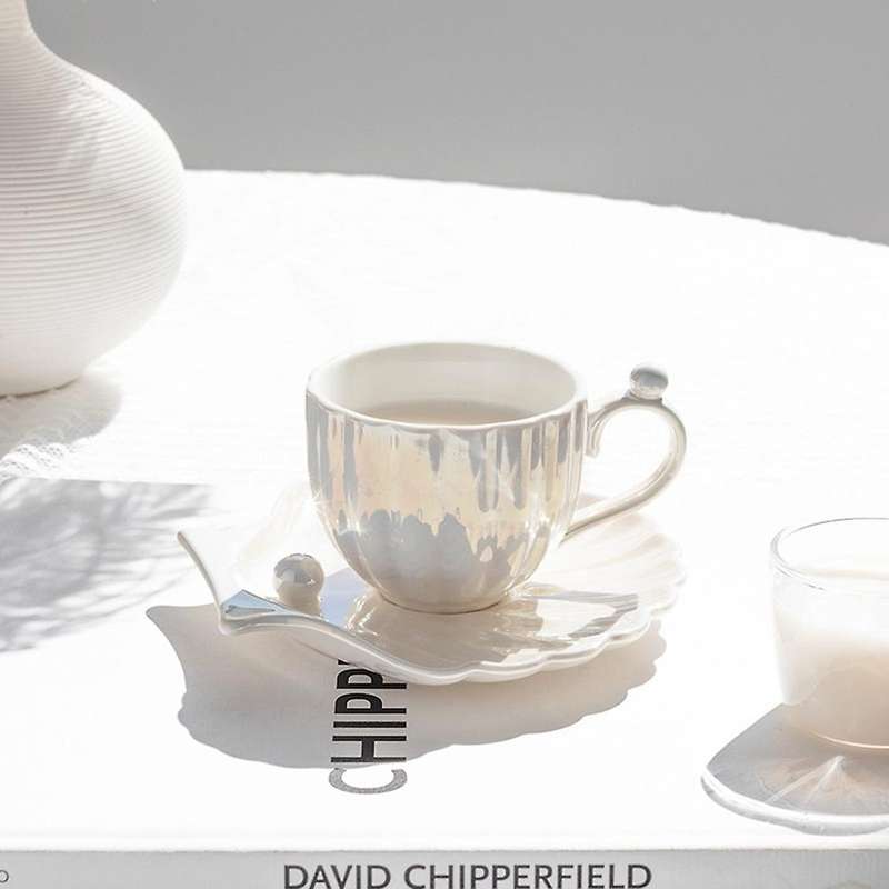 Pearl Cup Ceramic Tea Set European Luxury Exquisite Coffee Cup Plate Set Afternoon Tea Cup British S