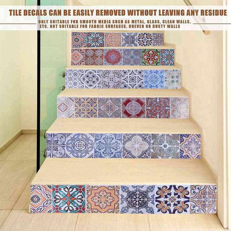 Peel and Stick Tile Backsplash Stair Riser Decals Diy Tile Decals Mexican Traditional Talavera Water