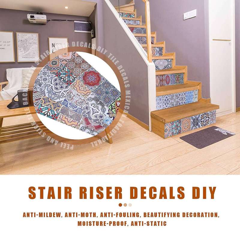 Peel and Stick Tile Backsplash Stair Riser Decals Diy Tile Decals Mexican Traditional Talavera Water