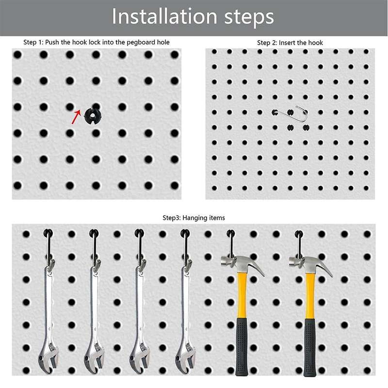 Peg Board Hook Locks,120Pc Peg Board Locks PegHook Stoppers for Stopping Hooks From Falling Off for