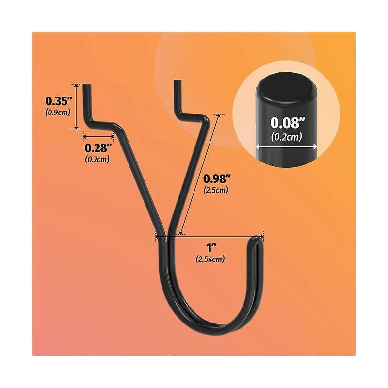 Peg Board Hooks,black J-hook for Hanging Jewelry, Keys, Retail Items, Small Tools, Fit 1/8in 3/16in