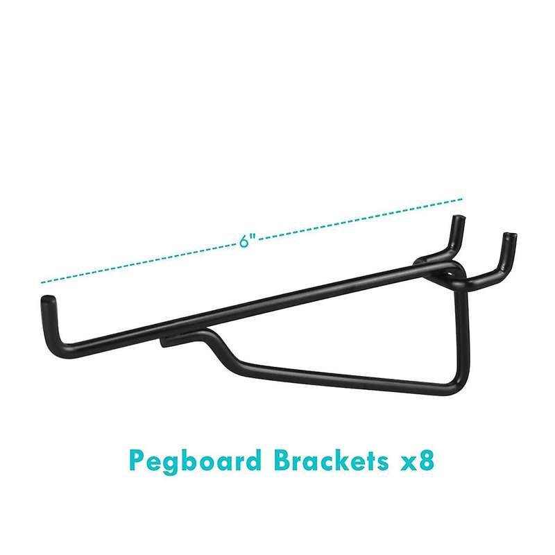 Peg Board Shelf Hooks, 8pack 6in Metal Utility Hook Set, Peg Board Organizer for Garage Workbench Ar