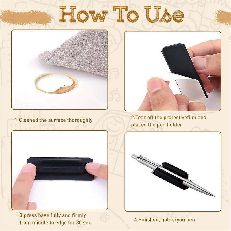 Pen Holder Set Of 15,adhesive Pen Holder for Desk Or Any Surface, Pencil Holder & Marker Holder, Te