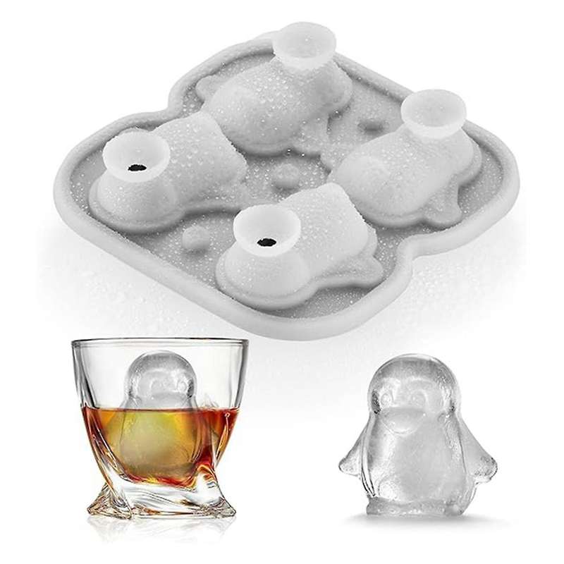 Penguins Ice-Cube Tray Fun Shapes, Odd Novelty Cute Penguin Gifts, 2.2Inch -Silicone Whiskey Ice Mol