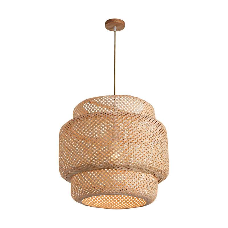 Pendant Light Ceiling Retro Hanging Cafe Lights Loft Japanese Style Hand Weaved Bamboo Woven Lampsh