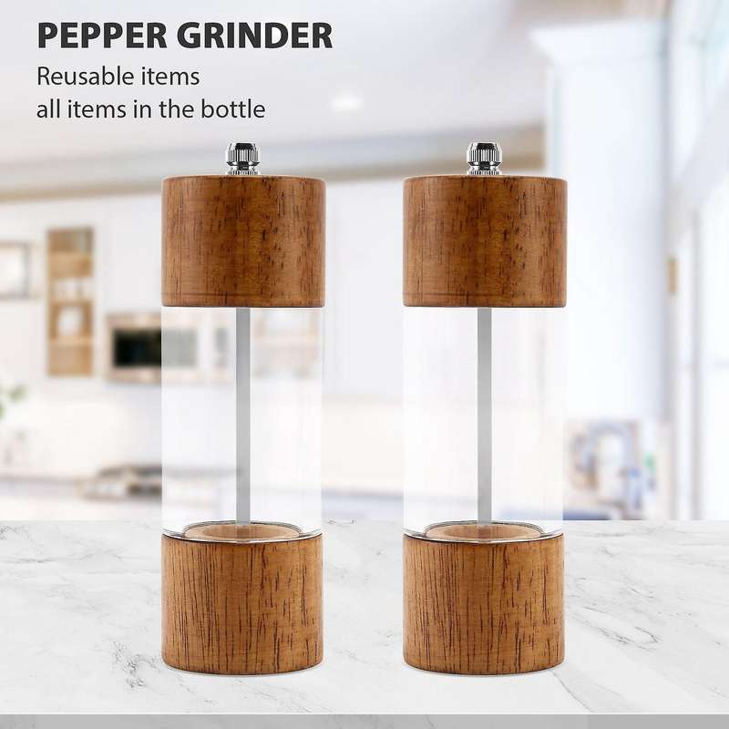 Pepper Grinder Transparent Pepper Salt Grinding Ceramic Core Multipurpose Seasoning Cruet 6 Inches