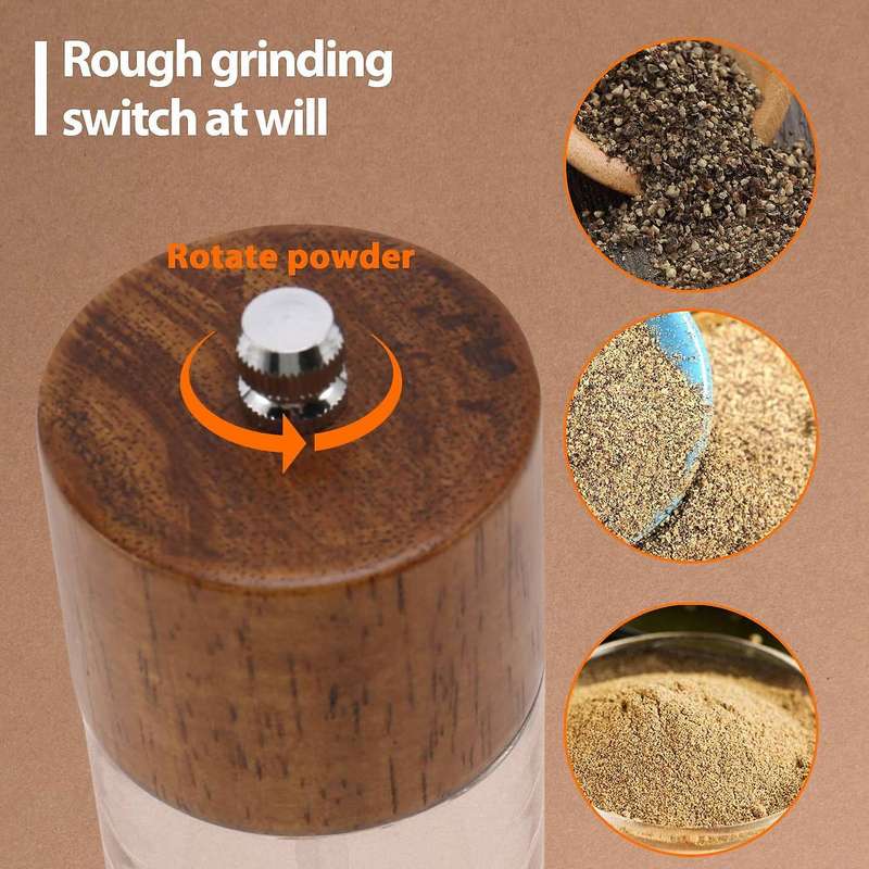 Pepper Grinder Transparent Pepper Salt Grinding Ceramic Core Multipurpose Seasoning Cruet 6 Inches