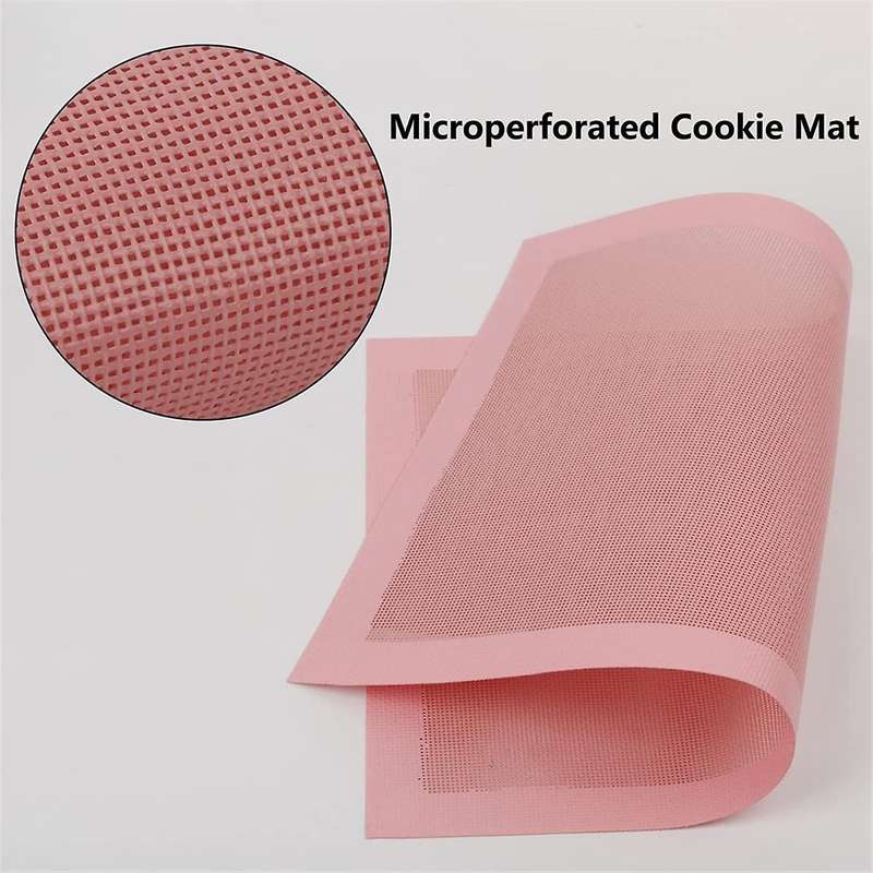 Perforated Baking Mats,2PCS Pink Silicone Mat for Half Sheet,Non-Stick Reusable Oven Liners for Maki