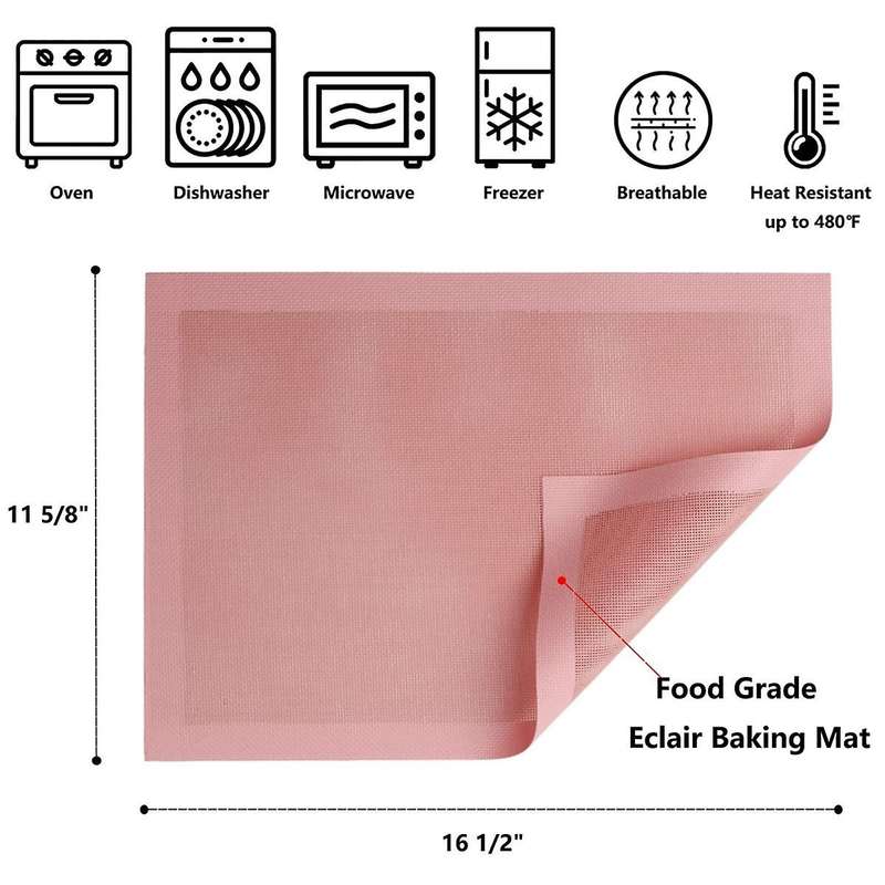 Perforated Baking Mats,2PCS Pink Silicone Mat for Half Sheet,Non-Stick Reusable Oven Liners for Maki