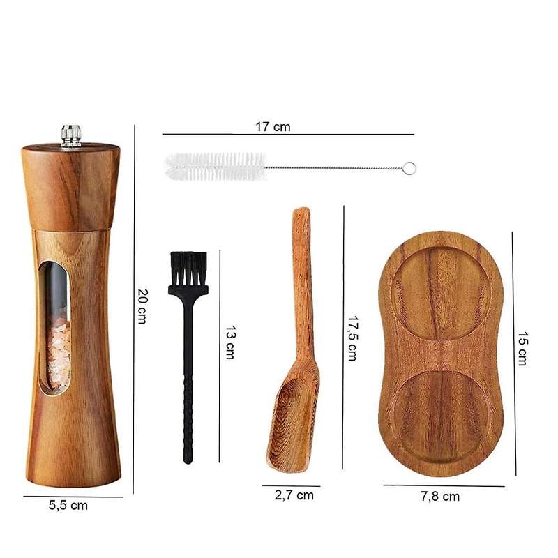 Pepper Mill Wood Salt and Pepper Mill Manual Salt Mill Spice Mill with Adjustable Ceramic Grinder f
