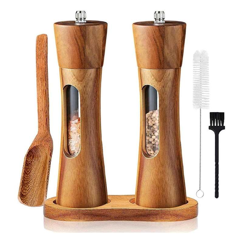Pepper Mill Wood Salt and Pepper Mill Manual Salt Mill Spice Mill with Adjustable Ceramic Grinder f