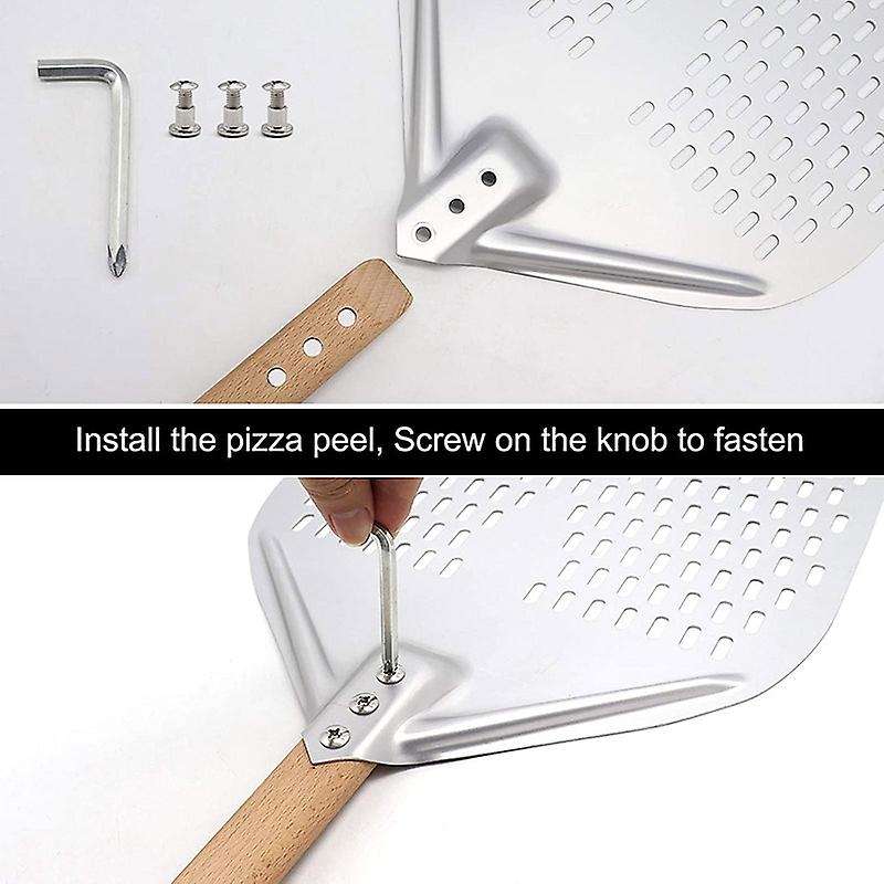PerCompatibleated Pizza Peel, Rectangular Turning Spatula with Detachable