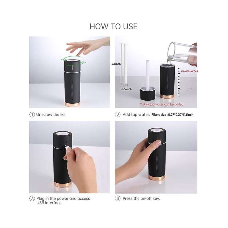 Personal Cool Mist Humidifier Usb Desktop Mini Humidifier for Bedroom Office Travel Car Super Quiet