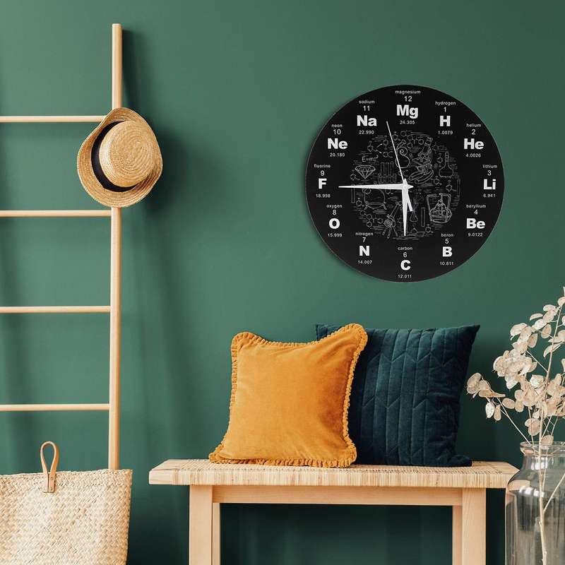 Periodic Table of Wall Art Chemical Symbols Wall Clock Educational ElementaL Display Classroom Cloc