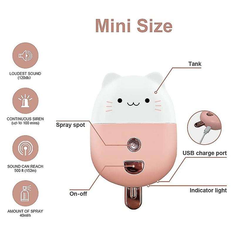 Personal Safe Sound Alarm with Mini Mister Personal Portable Misting Spray Cool Mist Alarm for Women