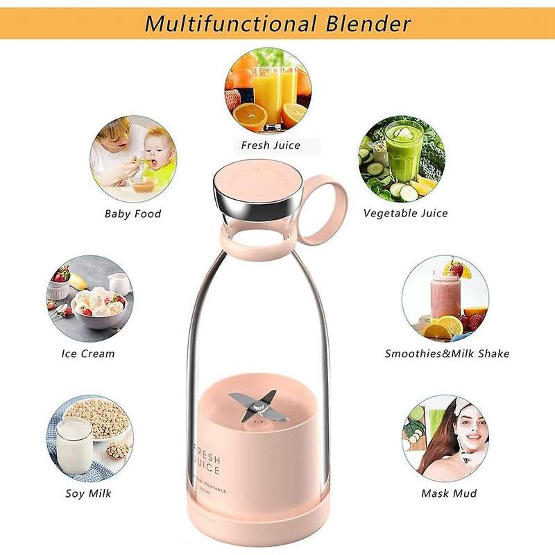 Personal Size Blender, Portable Blender, Battery Powered USB Blender Pink