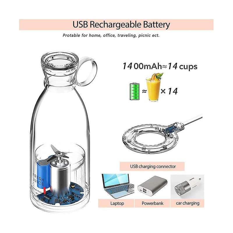 Personal Size Blender, Portable Blender, Battery Powered Usb Blender, with Four Blades, Mini Blende