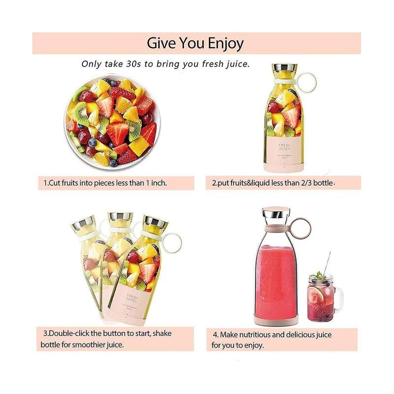Personal Size Blender, Portable Blender, Battery Powered Usb Blender, with Four Blades, Mini Blende