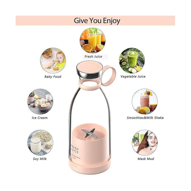 Personal Size Blender, Portable Blender, Battery Powered Usb Blender, with Four Blades, Mini Blende
