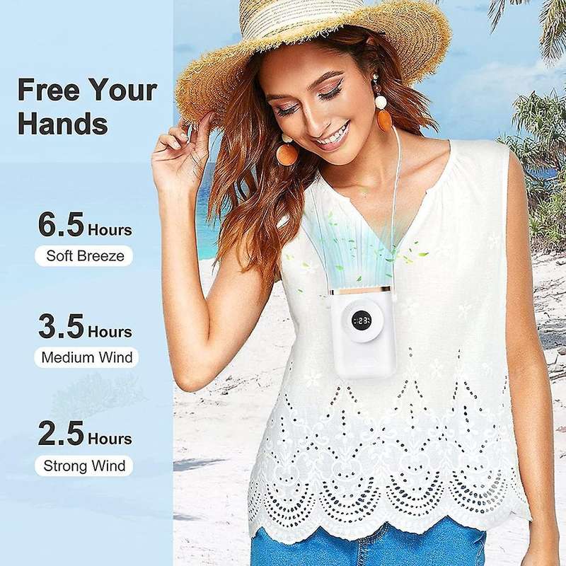 Personal Neck Fans, Portable Mini Fans with 1.5S Quick Cooling Plate, 3 Speed & Rechargeable Necklac