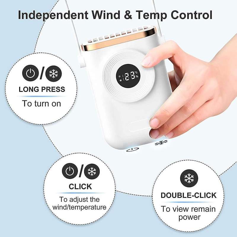 Personal Neck Fans, Portable Mini Fans with 1.5S Quick Cooling Plate, 3 Speed & Rechargeable Necklac
